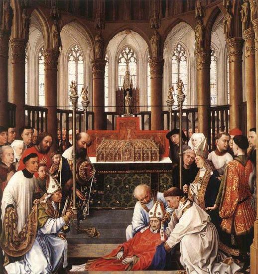 WEYDEN, Rogier van der Exhumation of St Hubert China oil painting art
